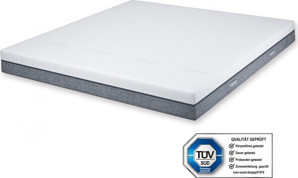 Materasso Genius eazzzy Deluxe 200x200 cm - materasso ortopedico in schiuma visco-fredda a 8 zone e alto 20 cm, grado di rigidità H2-H3 | comfort
