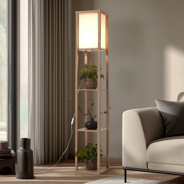Lampada da terra Birta Lindby, Legno chiaro, Soggiorno / Sala da pranzo, Legno, Moderno, Lampada da terra