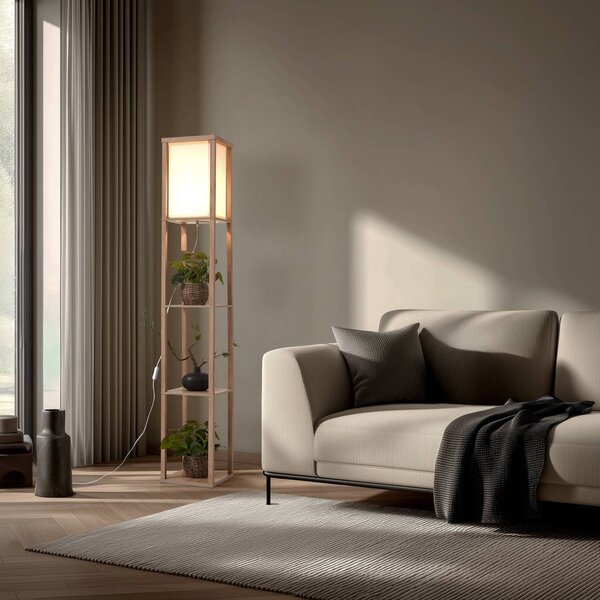 Lampada da terra Birta Lindby, Legno chiaro, Soggiorno / Sala da pranzo, Legno, Moderno, Lampada da terra
