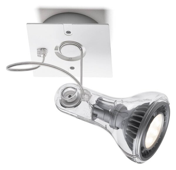 MARSET Faretto da parete Atlas, 2.700 K, Ø 11 cm, trasparente Atlas, Chiaro / Trasparente, Soggiorno / Sala da pranzo, Plastica, Moderno, Faretto