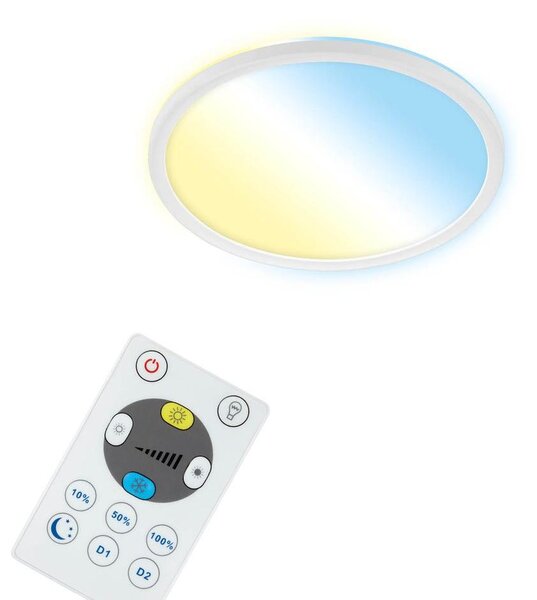 BRILONER - Lampada da soffitto Smart LED, lampada da soggiorno rotonda WiFi, effetto retroilluminazione, controllo della temperatura del colore, lampada da soffitto dimmerabile con telecomando, controllo vocale, pannello LED ultrapiatto, bi