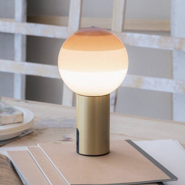 MARSET Lampada da tavolo di design Dipping Light, dimmerabile, Crema / Ambra, Soggiorno / Sala da pranzo, Vetro, Design, Lampada da tavolo