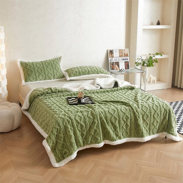 Coperta in sherpa, fronte-retro, color avorio, 200 x 230 cm