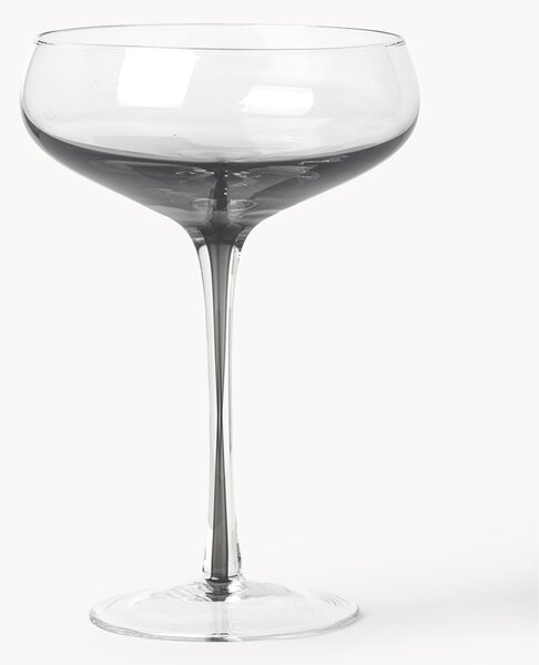Set di 4 coppe da champagne in vetro soffiato con sfumatura di colore Smoke