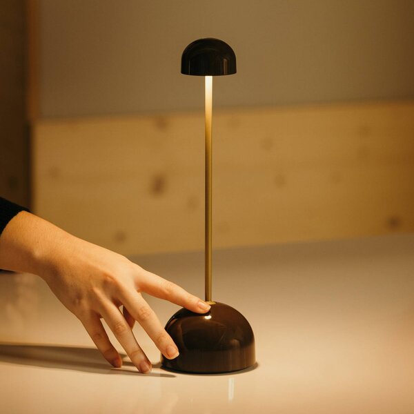 MARSET lampada LED da tavolo ricaricabile Sips, marrone/oro, 31 cm, acciaio dimmerabile, Ottone / Oro, Metallo, Design
