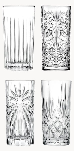 Set di 4 bicchieri da long drink in cristallo con motivo in rilievo Bichiera