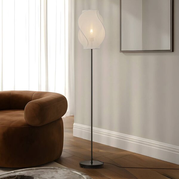 Lampada da terra Tovina Lucande, Bianco / Opale, Soggiorno / Sala da pranzo, Tessuto / Stoffa / Seta, Scandinavo, Lampada da terra