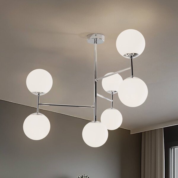 Plafoniera soffitto Korek Domiluce, dimmerabile, Bianco / Opale, Soggiorno / Sala da pranzo, Vetro, Moderno, Plafoniera