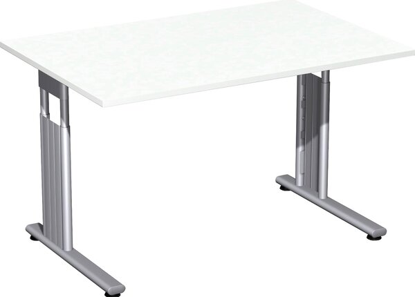 Scrivania C-foot Flex, diritta, regolabile in altezza, varie dimensioni e colori, colore decorativo:bianco, dimensioni piano d'appoggio:120 x 80 cm