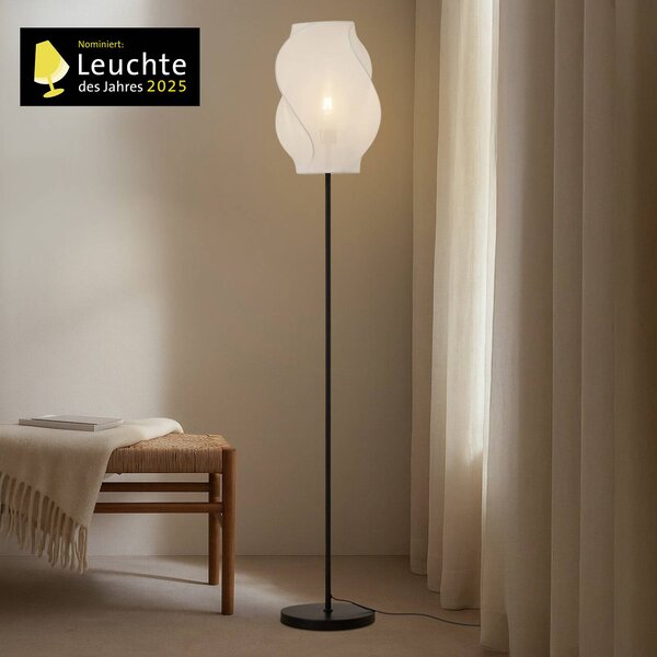 Lampada da terra Tovina Lucande, Bianco / Opale, Soggiorno / Sala da pranzo, Tessuto / Stoffa / Seta, Scandinavo, Lampada da terra