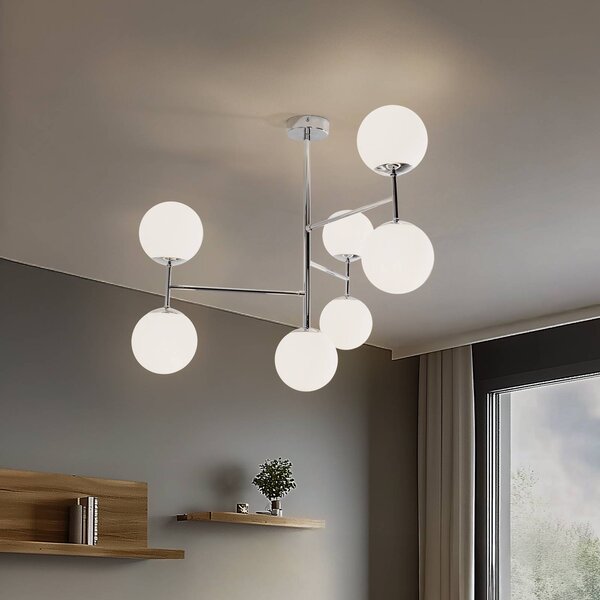 Plafoniera soffitto Korek Domiluce, dimmerabile, Bianco / Opale, Soggiorno / Sala da pranzo, Vetro, Moderno, Plafoniera