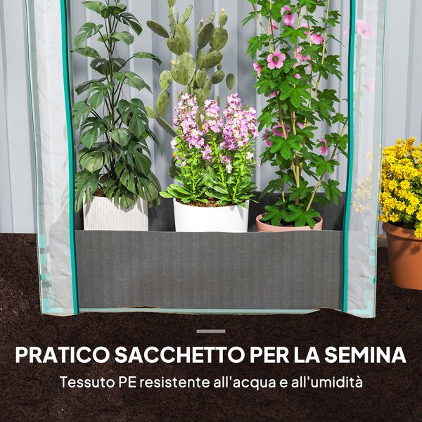 Outsunny Serra per Orto in Acciaio e Plastica con Sacca in PE impermeabile e Porta Avvolgibile, 89x50x152 cm, Trasparente|Aosom