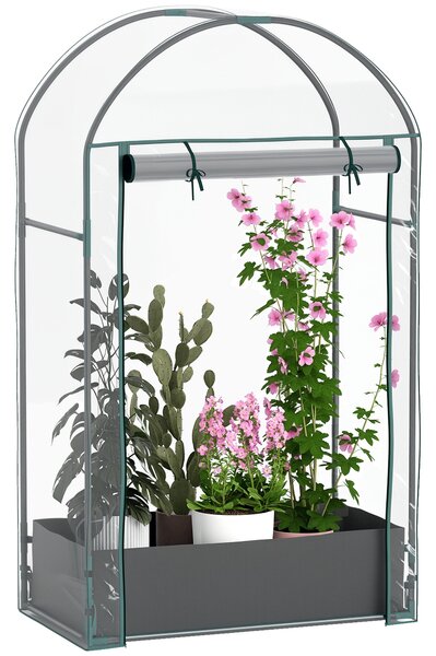 Outsunny Serra per Orto in Acciaio e Plastica con Sacca in PE impermeabile e Porta Avvolgibile, 89x50x152 cm, Trasparente|Aosom