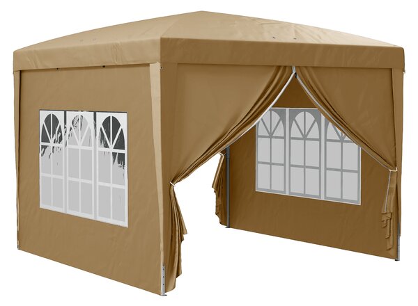 Outsunny Gazebo da Esterno 3x3 m Pieghevole con 4 Pannelli Laterali, in Acciaio e Tessuto Oxford Cachi | Aosom Italy