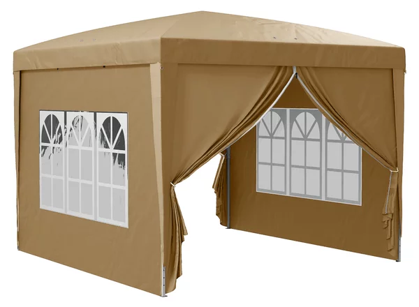 Gazebo da Esterno 3x3 m Pieghevole con 4 Pannelli Laterali in Acciaio e Tessuto Oxford Cachi
