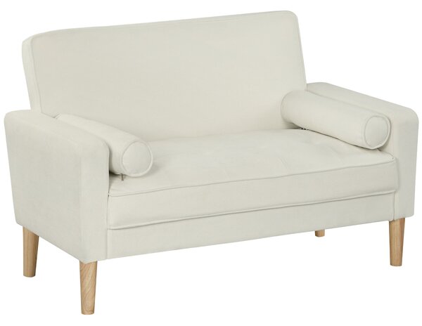 HOMCOM Divano a 2 posti, Divano a due posti con gambe in legno di gomma, Divano imbottito per soggiorno, camera da letto, Bianco crema | Aosom Italy