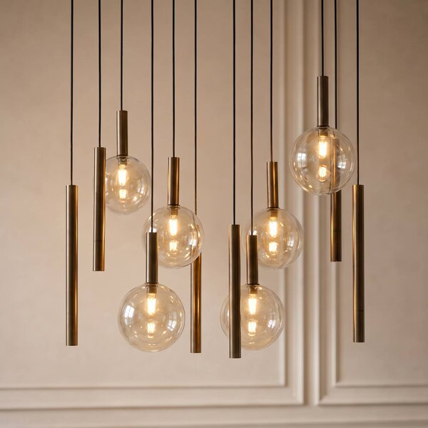 Lampada a sospensione Lumavia Lucande, dimmerabile, Marrone / Ruggine, Soggiorno / Sala da pranzo, Vetro, Moderno, Lampada a sospensione