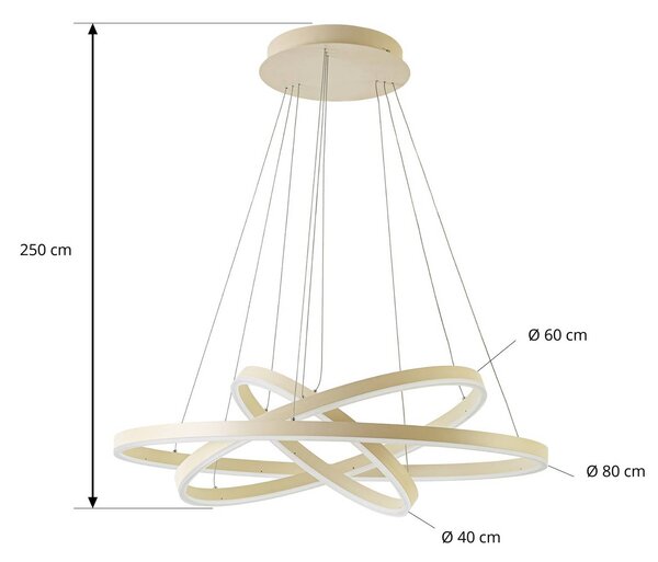 Lampada a sospensione Albiona Arcchio, dimmerabile, Crema / Ambra, Metallo, Moderno, Lampada a sospensione