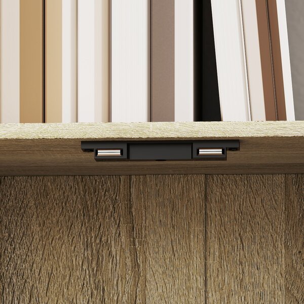 HOMCOM Libreria a 5 livelli, mobile di archiviazione con scaffali e armadio doppia porta, 60 x 23,8 x 179,2 cm, legno naturale | Aosom Italy