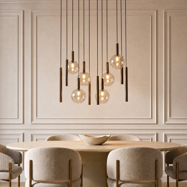 Lampada a sospensione Lumavia Lucande, dimmerabile, Marrone / Ruggine, Soggiorno / Sala da pranzo, Vetro, Moderno, Lampada a sospensione