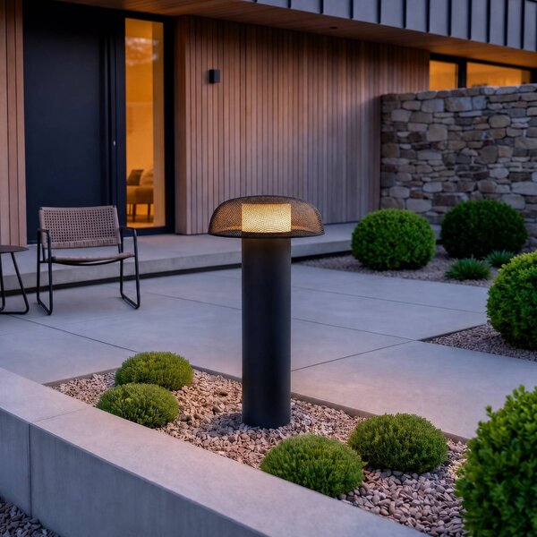Lucande Lampione a LED MAILE, 80 cm, antracite, IP65 Maile, Nero, Alluminio, Design