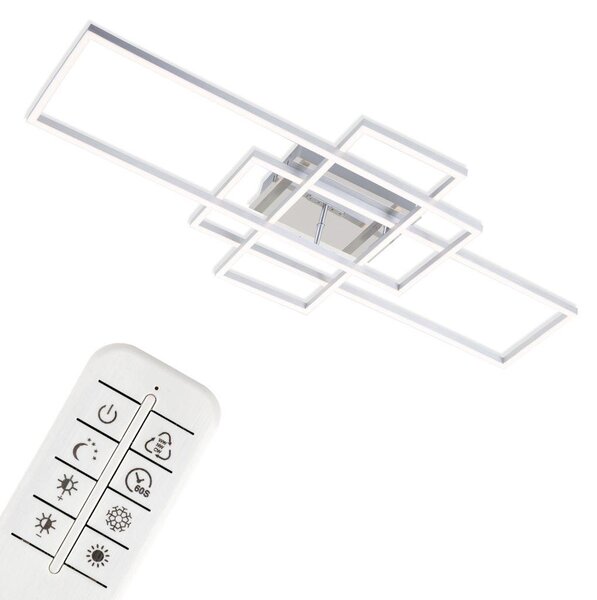Lampada da soffitto a LED dimmerabile con telecomando CCT timer 55W argento metallo Briloner