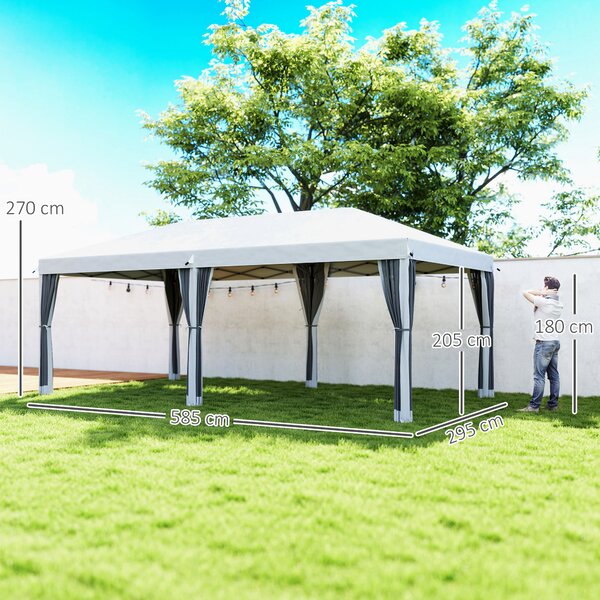 Outsunny Gazebo Pieghevole da Giardino con Zanzariera e Borsa di Trasporto, 6x3 m, Crema | Aosom Italy