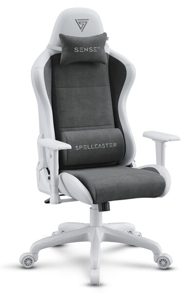 Sense7 Spellcaster FUKU sedia da gioco, poltrona da gioco, sedia da ufficio, sedia da scrivania ergonomica, sedia girevole 120 kg, bianco e grigio