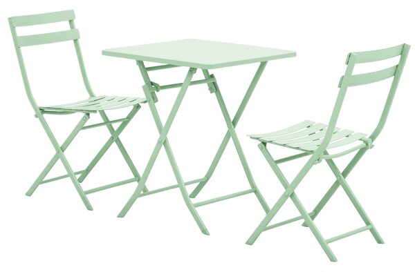 Outsunny Set Tavolo e Sedie da Giardino ed Esterno in Metallo Verde, Set da 3 Pezzi Pieghevole e Salvaspazio|Aosom