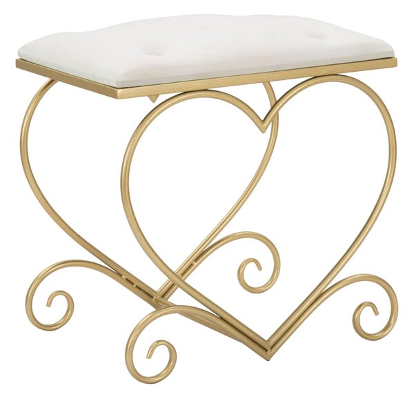 Sgabello in metallo dorato con tessuto imbottito rosa HEART CREMA Dimensioni 50x37,5x51,5 cm peso 3,5 kg rivestimento colore Crema