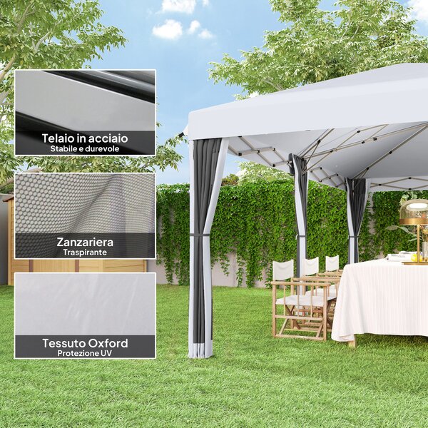 Outsunny Gazebo Pieghevole da Giardino con Zanzariera e Borsa di Trasporto, 6x3 m, Crema | Aosom Italy