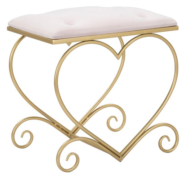 Sgabello in metallo dorato con tessuto imbottito rosa HEART ROSA Dimensioni 50x37,5x51,5 cm peso 3,5 kg rivestimento colore Rosa