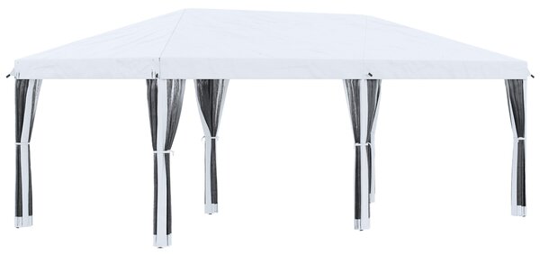 Gazebo da Giardino 6x3 m Pieghevole con Zanzariera e Borsa di Trasporto in Acciaio e Tessuto Oxford Crema