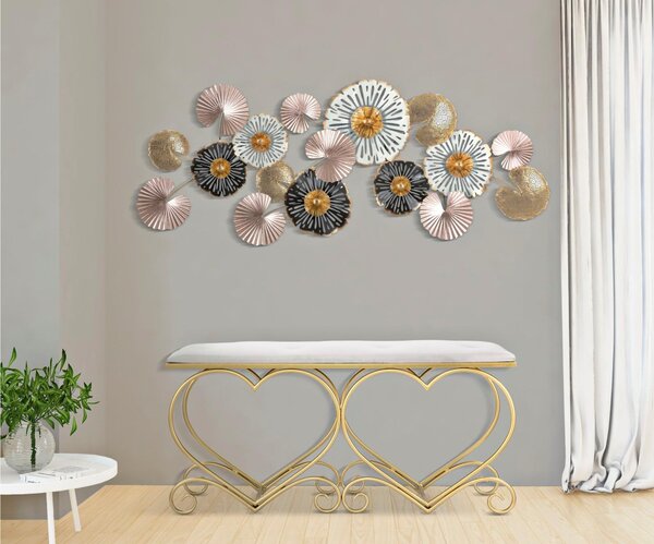 Panca in metallo dorato e tessuto Imbottito HEART CREMA Dimensioni 105x37,5x51, 5 cm peso 7,6 kg rivestimento colore crema