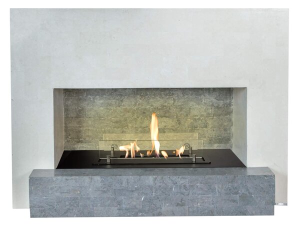 Caminetto a etanolo Xaralyn - Santos B - pietra naturale bianca - riscaldamento a 3 KW - fiamme reali - caminetto da incasso incluso - caminetto decorativo