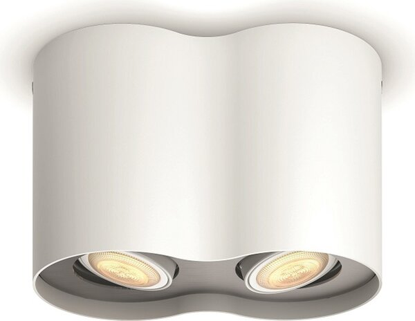 Philips Hue White ambiance, lampada a soffitto a due faretti Pillar, illuminazione intelligente, Bluetooth/Zigbee, bianco, LED, metallo, attacco GU10