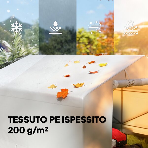 Outsunny Capanno da Giardino e Tenda Garage 3x3 m Impermeabile con Porta Avvolgibile, Metallo e PE, Bianco | Aosom Italy