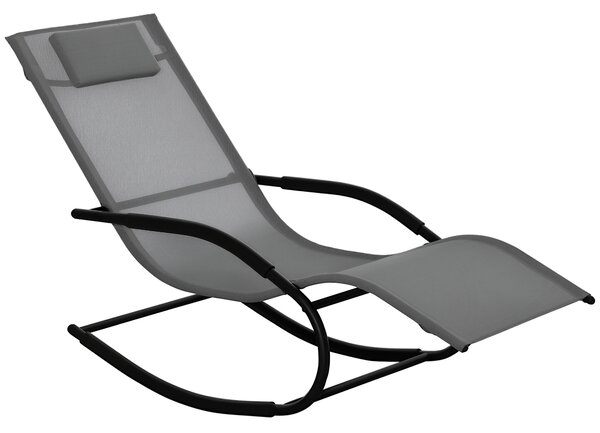 Outsunny Sdraio a Dondolo Zero Gravity Ergonomica, in Metallo e Texteline, 63x160x88cm|Aosom