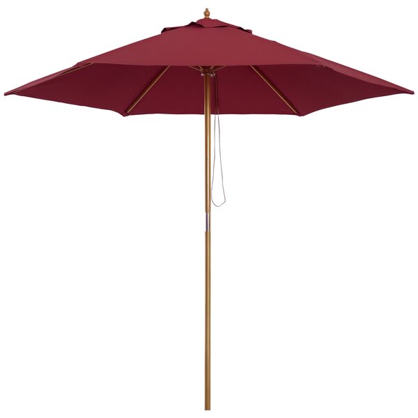 Outsunny Ombrellone in Legno, Parasole da Giardino Φ250 cm, Bordeaux, Resistente e Decorativo per Esterni|Aosom