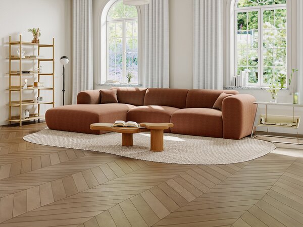 Grande divano in Velluto a coste sottili Terracotta - Angolo a sinistra - POGNI della Maison Céphy