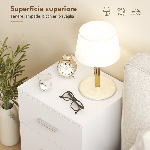 HOMCOM Comodino con 3 Cassetti Moderno e Multiuso per Camera e Salotto, 40x35x60 cm, Bianco | Aosom Italy