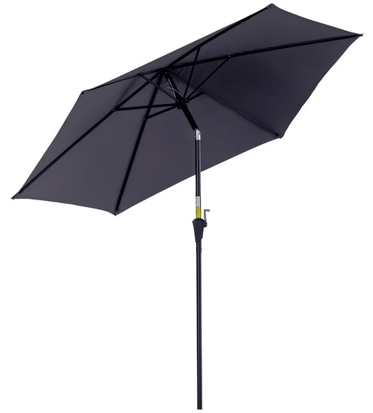 Outsunny Ombrellone da Giardino Inclinabile, Apertura a Manovella, Φ2.7x2.35m Grigio|Aosom