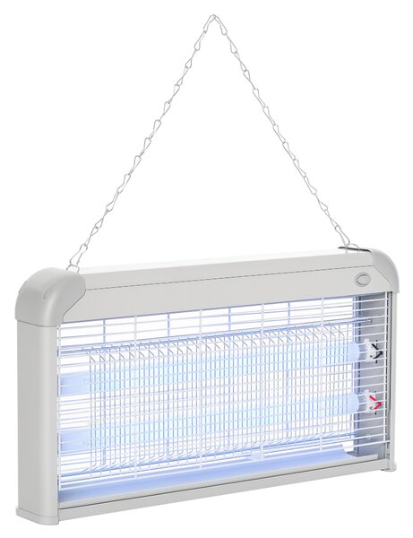 Outsunny Elettroinsetticida da Esterno e Interno con Lampada Antizanzare UV per 60m², Zanzariera Elettrica 30W Grigio|Aosom
