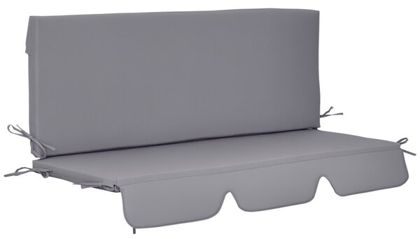 Outsunny Cuscini da Esterno per Dondolo da Giardino 3 Posti con Lacci, 2 Pezzi da 130x45x5 cm, Grigio|Aosom