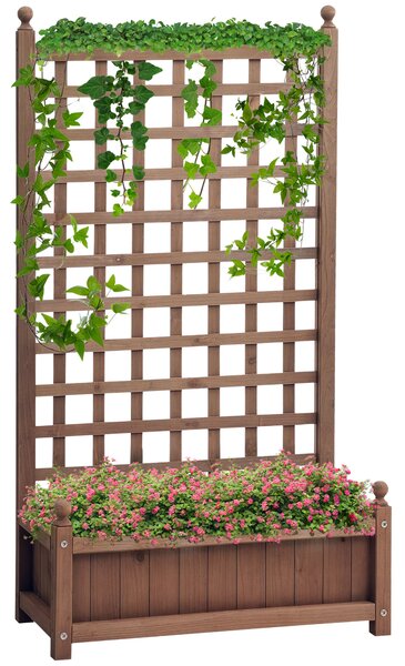 Outsunny Fioriera da Esterno in Legno con Grigliato per Piante Rampicanti, 64x28x120cm, Marrone