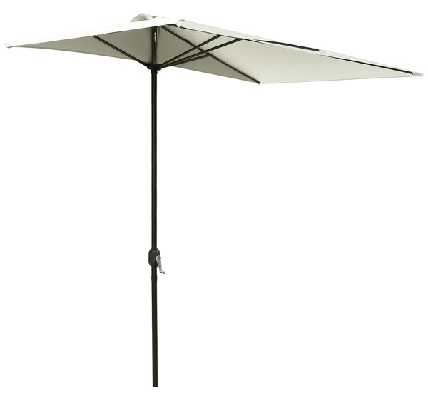 Outsunny Ombrellone da Parete Mezzaluna Salvaspazio con Apertura a Manovella, Beige|Aosom