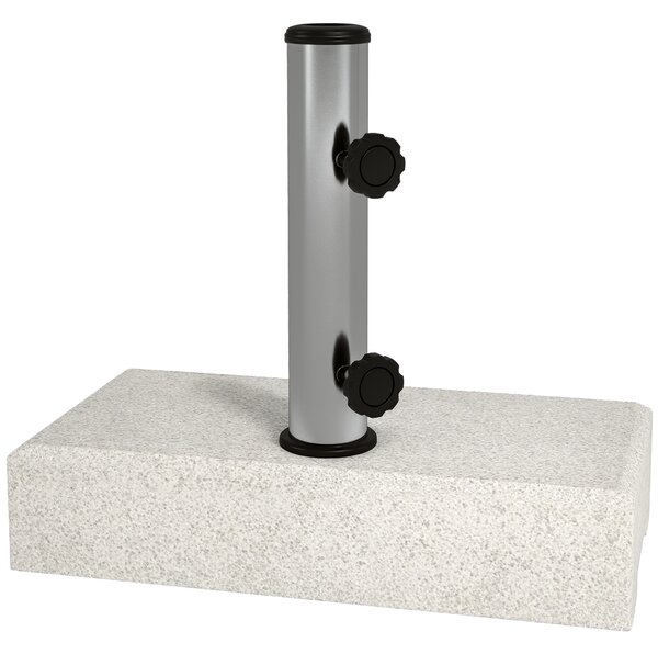 Outsunny Base per Ombrellone da Giardino 25kg per Pali da Ø32mm, Ø38mm e Ø48mm, in Granito e Acciaio Inox, 45x22.5x40 cm, Grigia|Aosom