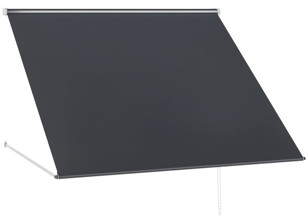 Outsunny Tenda da Sole a Bracci con Apertura Manuale, Inclinazione e Protezione UV30+, 150x120 cm, Grigio|Aosom