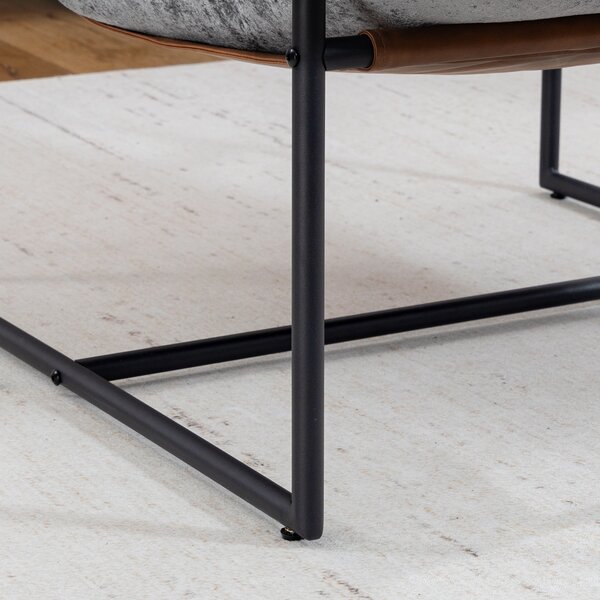 HOMCOM Poltrona da salotto, imbottita in velluto, seduta ampia e struttura in acciaio, 77x91x80cm, Grigio | Aosom Italy