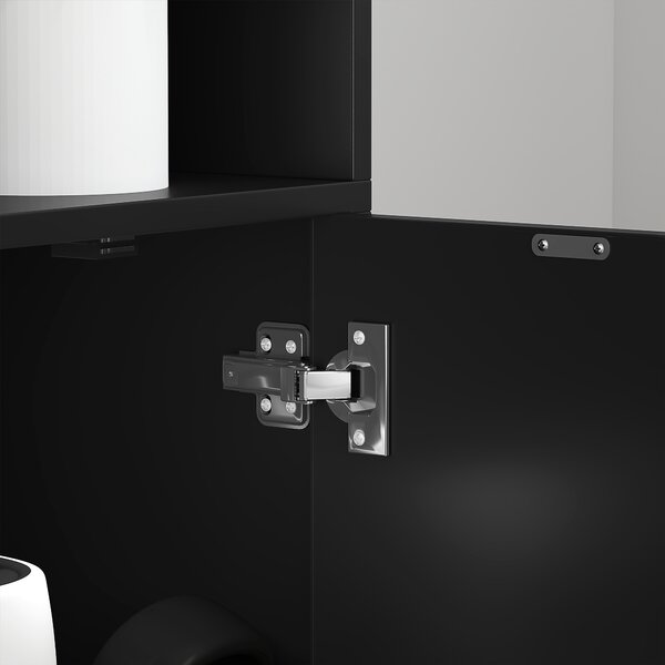 HOMCOM Libreria 6 Ripiani con Ante 4 Ripiani Aperti per Soggiorno Studio 59x29x180 cm Nero | Aosom Italy